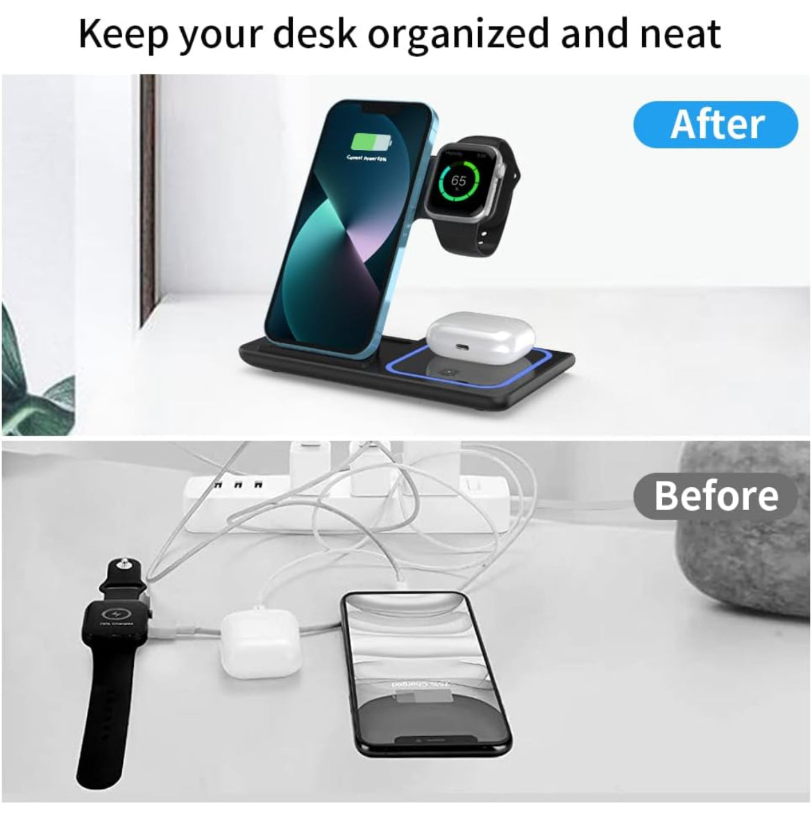 3 in 1 LED Fast Wireless Charger Stand