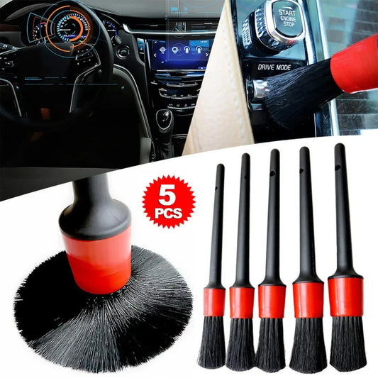 Auto Car Detailing Brush Set (Set of 5)- Automotive Detail Cleaning Brushes For Cleaning Wheels, Engine, Interior, Emblems, Interior, Exterior, Air Vents