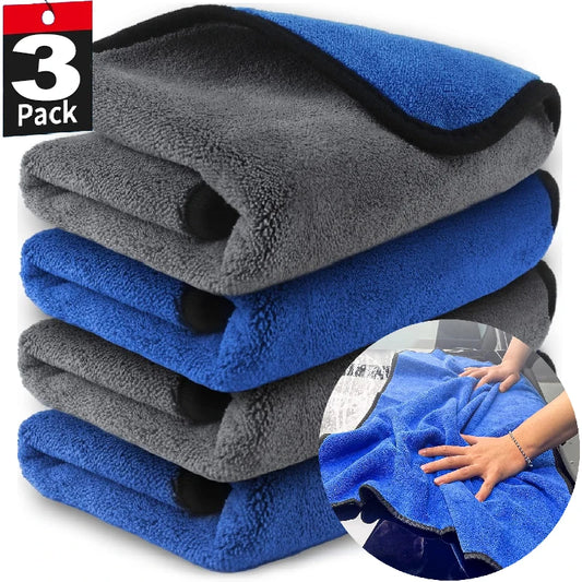 Microfibre Cloth Large 60x30cm, Dual-Sided Car Drying Towels 500GSM, Super Absorbent Ultra Soft Cleaning Cloths for Auto Detailing, Motorcycles Polishing, Vehicles Washing